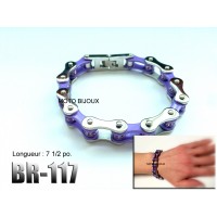 Br-117, Bracelet  chaîne mauve argent  acier inoxidable « stainless steel » 